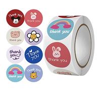 Merci Autocollants, Autocollants Fille Thank You 500 Pièces Sticker de Reconnaissant Étiquette Adhésives Rouleau pour Enfants Cadeau Anniversaire décoration et Bricolage