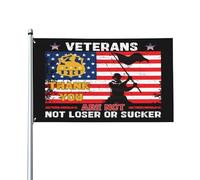 Merci aux vétérans ? Drapeau 3 x 5 - Drapeau satirique politique « Perdants ou pigeons » avec œillets