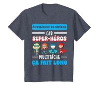 Merci auxiliaire de crèche Humour Super-héros Fin année T-Shirt, Enfant, Bleu Chiné, 2 Ans