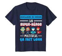 Merci auxiliaire de crèche Humour Super-héros Fin année T-Shirt, Enfant, Bleu Marine, 2 Ans