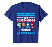 Merci auxiliaire de crèche Humour Super-héros Fin année T-Shirt, Enfant, Bleu Royal, 2 Ans