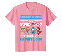 Merci auxiliaire de crèche Humour Super-héros Fin année T-Shirt, Enfant, Rose, 2 Ans