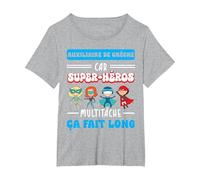 Merci auxiliaire de crèche Humour Super-héros Fin année T-Shirt, Femme Grandes Tailles, Gris Chiné, 1X