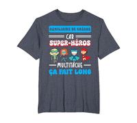 Merci auxiliaire de crèche Humour Super-héros Fin année T-Shirt, Homme Grandes Tailles, Bleu Chiné, 2X Tall