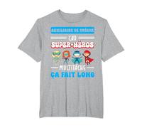 Merci auxiliaire de crèche Humour Super-héros Fin année T-Shirt, Homme Grandes Tailles, Gris Chiné, 2X Tall