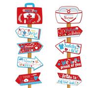 Merci Décorations de fête d'infirmière, panneau de bienvenue pour la cour d'infirmière de fête,10x Panneau de bienvenue pour la fête des infirmières nationales heureuses | Pièce maîtresse de table