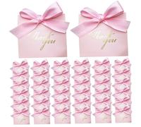 Merci des sacs-cadeaux avec ruban d'arc 50pcs 4.5x2x4in Papier pliable sacs-cadeaux portables décoratifs petits pour les bonbons de mariage, faveurs de fête, cigarette petite