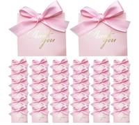 Merci des sacs-cadeaux avec ruban d'arc 50pcs 4.5x2x4in Papier pliable sacs cadeaux portables décoratifs petits pour les bonbons de mariage, faveurs de fête, cigarette petite taille