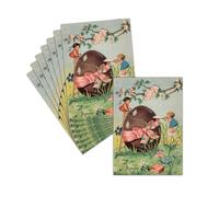 MERCI-FACTEUR.COM Carte Ancienne Joyeuses Pâques - 8 Cartes Postales (3 Formats Dispos) - Carte Enfants Découvrant Un Å“uf En Chocolat