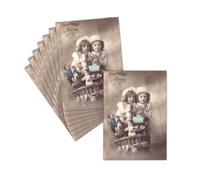 MERCI-FACTEUR.COM Carte de Voeux 2025 Ancienne Heureuse Année - 8 Cartes Pliées (3 Formats Dispos) - Carte Petites Filles Et Poupées Pour 2025
