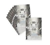 MERCI-FACTEUR.COM Carte de Voeux 2025 Bonne Année Happy New Year - 8 Cartes Postales (3 Formats Dispos) - Carte Une Année 2025 Sous La Neige Festive