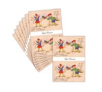 MERCI-FACTEUR.COM Carte de Voeux 2026 Ancienne 7 Erreurs - 8 Cartes Pliées (3 Formats Dispos) - Carte Enfants Dans La Neige Avec Un Chien 2026