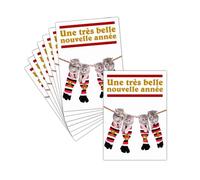 MERCI-FACTEUR.COM Carte de Voeux 2026 Chat et Chaton - 8 Cartes Non Pliées (3 Formats Dispos) - Carte 4 Chatons Dans Des Chaussettes