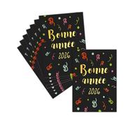 MERCI-FACTEUR.COM Carte de Voeux 2026 Cotillons - 8 Cartes Non Pliées (3 Formats Dispos) - Carte Bonne Année 2026 En Couleurs Festives