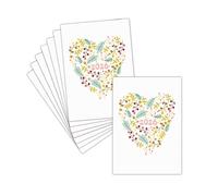 MERCI-FACTEUR.COM Carte de Voeux 2026 Fleurs - 8 Cartes Non Pliées (3 Formats Dispos) - Carte Coeur De Fleurs Pour Une Année 2026