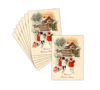 MERCI-FACTEUR.COM Carte Non Pliée de Voeux 2026 Ancienne Dans la Neige - 8ex - Carte Enfants Dans La Neige Pour Une Douce Année