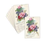 MERCI-FACTEUR.COM Carte Postale de Voeux 2026 Ancienne Roses et Bleuets - 8ex - Carte Bouquet De Fleurs Pour Une Année Florissante