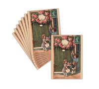 MERCI-FACTEUR.COM Carte Postale Voeux Ancienne Cloche de la Bonne Année - 8ex - Carte Enfants Découvrant Le Bonheur Des Fleurs 2026