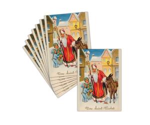 MERCI-FACTEUR.COM Carte Saint Nicolas Ancienne et Vintage - 8 Cartes Non Pliées (3 Formats Dispos) - Carte Saint Nicolas Et Les Enfants émerveillés