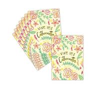 MERCI-FACTEUR.COM Carte Sainte Catherine Fleurs Dessinées - 8 Cartes Non Pliées (3 Formats Dispos) - Carte Carte Colorée Pour Célébrer Les Catherinettes