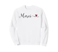 Merci Heart Cute Handwritten Typographie Cadeau Sweatshirt