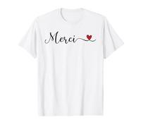 Merci Heart Cute Handwritten Typographie Cadeau T-Shirt Graphique avec Valeur