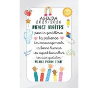 Merci maitre cadeau: Agenda Planifiateur semainier et mensuel , aout a juillet , 12 mois , personnalisé