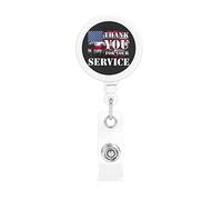 Merci pour votre service, Patriotic Veterans Day Porte-badge rétractable Reel Clip Id Card Holder forNurse Student Office Worker