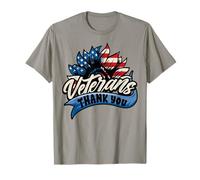 Merci Veterans Day Service Sunflower US Flag Patriotic T-Shirt