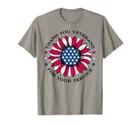 Merci Veterans Day Service Sunflower US Flag Patriotic T-Shirt