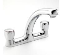 Mercia Mitigeur de cuisine moderne à monter sur le pont - Chrome | Mitigeur d'évier à double levier | Bec pivotant