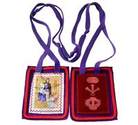 MERCILIA MEISHILAI 3*6,1 cm Marie Julie Jahenny en laine Scapulaire pourpre de bénédiction et de protection Scapulaires Collier catholique Cadeaux de dévotion Escapulario Morado Escapularios Católicos