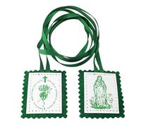 MERCILIA MEISHILAI Collier Scapulaire du Cœur Immaculé de Marie avec cordon vert de 60 cm, feutre de laine 45 mm x 53 mm, protection religieuse sacramentale pour homme et femme, Cord Length: 60cm