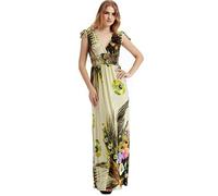 Merciy Maxi Robe D'été Plage Longue sans Manches Boheme Imprimée Chic Col V pour Femme