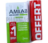 MERCK AMILAB LOT 2 STICKS LEVRES + 1 OFFERT, Hydratant
