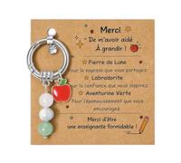 Merclix Cadeau Maitresse d'École Fin d'Année Pierre de Lune Porte Clé Merci Cadeaux Maitresse d'École Noel Anniversaire Retraite Cadeau Professeur Atsem Maitre