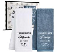 Merclix Idee Cadeau Grand Parent Serviette 35 x 75 cm Cadeau Papi et Mamie Anniversaire Noel Annonce Grossesse Cadeaux Fete des Grand Pere Mere