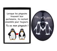 Merclix Idee Cadeau Homme Femme Amour Pierre de Pingouin Cadeau Couple Copain Copine Mari Original Amoureux Saint Valentin Noel Anniversaire