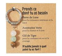 Merclix Idee Cadeau Homme Femme Original Porte Clef Homme en Pierre De Lune Oeil De Tigre Cadeau Papa Papy Collegue Frere Copain Mari Ado Garcon Fils Anniversaire Noel Retraite Fete Des Peres