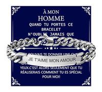 Merclix Idee Cadeau Homme Original Amour Saint Valentin Bracelet Homme Cadeau Couple pour Son Copain Mari Amoureux Noel Anniversaire