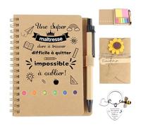 Merclix Idee Cadeau Maitresse d'École Fin d'Année Noel Retraite Anniversaire Merci Carte Porte Clef Stylo Carnet Maitresse d'École Cadeau Maîtresse Professeur Prof Institutrice Atsem Maitre