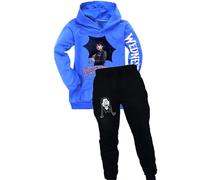 Mercredi Addams Enfants Sweat à capuche et pantalon Set,Ensemble de deux pièces 100% coton Manches longues avec capuche et poches Hiver Casual pour enfants garçons et filles