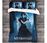 Mercredi Addams Housse de Couette en Microfibre Hypoallergique avec 2 Couverture d'oreiller pour Adultes Enfants(200*200,50*75)-A4