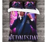 Mercredi Addams Housse de Couette en Microfibre Hypoallergique avec 2 Couverture d'oreiller pour Adultes Enfants(200*200,50*75)-A40