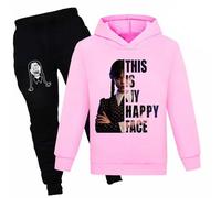 Mercredi Addams Série TV Sweat à Capuche et Pantalon Set, Unisexe 100% Coton Deux pièces Sets Hiver Chaud à Capuche pour Enfants Garçons Filles