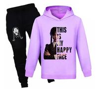Mercredi Addams Série TV Sweat à Capuche et Pantalon Set, Unisexe 100% Coton Deux pièces Sets Hiver Chaud à Capuche pour Enfants Garçons Filles