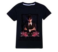 Mercredi Addams T-Shirt, Tee Tops Manches Courtes Casual Loose Fit Unisexe Costume Vêtements pour Cadeau pour Enfants garçons Filles
