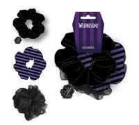 Mercredi - Lot de 3 chouchous pour cheveux pour filles et femmes, support antidérapant et doux pour queue de cheval - Lot de 3 chouchous (1 imprimé, 1 breloque et 1 tulle)