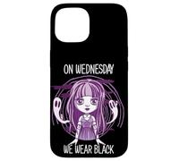 Mercredi on Wednesday we Wear Black Gothic Halloween Night Coque pour iPhone 15