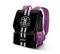 Karactermania - Sac à dos scolaire Mercredi EXP - Extensible, 30 x 45 cm, 28 L, Noir
